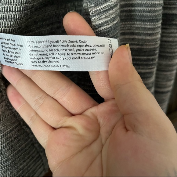 Eileen Fisher Open Knit Cardigan Waterfall Drape size Small Gray Stripe‎ - Picture 3 of 5